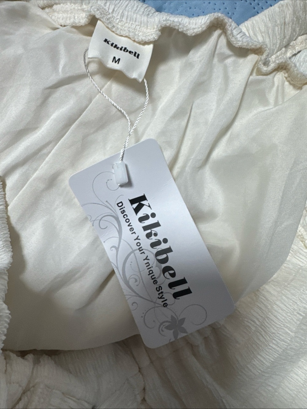 White V-Neck Tiered Flowy Women's Dress Kikibell B2 - Picture 10 of 10